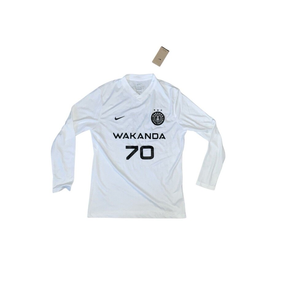 Nike X Wakanda White #70 Performance L/S Soccer Jersey Size Large Britton